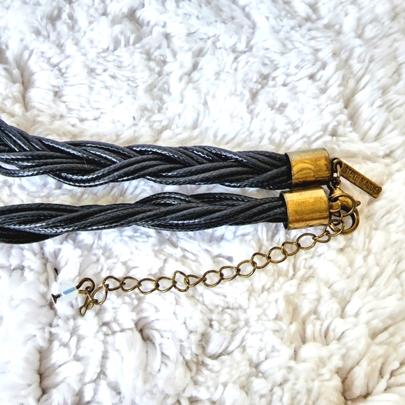 Steve Madden black leather layer necklace Preowned - Picture 4 of 5